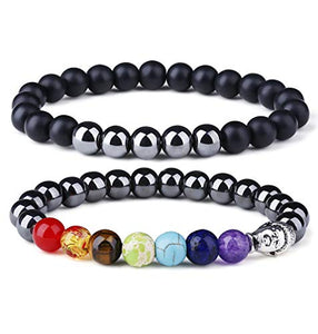 Milacolato Bracciale in Ematite Chakra da 4 Paia Terapia Magnetica di... - Ilgrandebazar