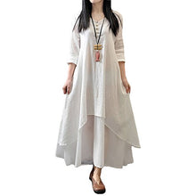 Carica l'immagine nel visualizzatore di Gallery, Romacci Donna Vestito Lungo Maxi Scollo a V e Maniche Lunghe 5XL, Bianco - Ilgrandebazar