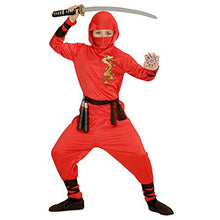 Carica l&#39;immagine nel visualizzatore di Gallery, WIDMANN Red Dragon Ninja Casacca Con Cappuccio Pantaloni Cintura 140 cm - Ilgrandebazar