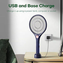 Carica l&#39;immagine nel visualizzatore di Gallery, CONOPU Racchetta Zanzare Elettrica, 4000V Zanzare Elettrico, USB Base di Ricarica, Ricaricabile antizanzare, LED, 3 Strati Protezione Maglia, Antizanzare, Efficace Contro Zanzare, Blu