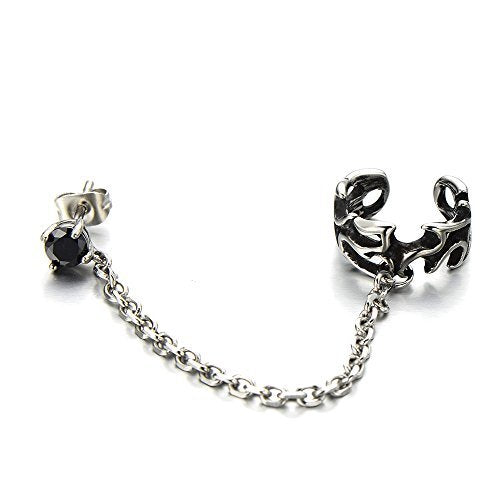 1pc Gothic Collegamento Chain Clip-on Orecchini a Cerchio, da Uomo... - Ilgrandebazar