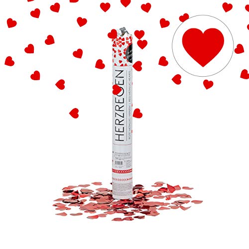 Relaxdays-10020855 Cannone Spara Coriandoli, Colore Cuori Rossi, Rossi
