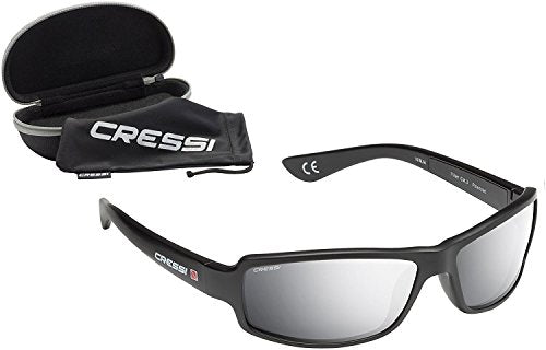 Cressi Ninja, Occhiali Sportivi da Sole Nero/Lenti Specchiate