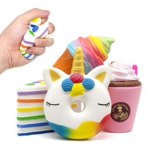 Amteker 4 Pezzi Kawaii Squishy Giocattolo - Unicorno Slow Rising Squishies... - Ilgrandebazar