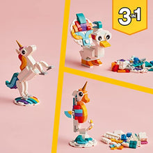 Carica l&#39;immagine nel visualizzatore di Gallery, LEGO 31140 Creator Unicorno Magico con Arcobaleno, Set 3 in 1 con Animali Giocattolo Fantastici, Cavalluccio Marino e Pavone, Idea Regalo di Compleanno per Bambine e Bambini