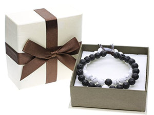 COAI Coppia Bracciali della Distanza per Lui e Per Lei, Alite, Pietra Lavica