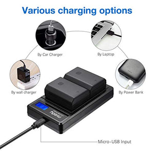 Miady - Confezione da 2 batterie e caricatore LCD NP-FZ100 Nero