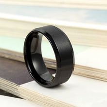 Carica l&#39;immagine nel visualizzatore di Gallery, Flongo 8mm Anello Acciaio Inossidabile Lucidato, Uomo Rotondo Nero - Ilgrandebazar
