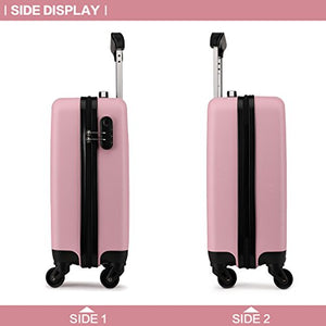 Kono Trolley rigido in ABS Bagaglio a Mano Valigia Rigida e Leggera con Rosa