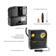 Carica l&#39;immagine nel visualizzatore di Gallery, WindGallop Mini Compressore Portatile per Auto, 12V Professionale, Analogico, Pompa Aria con Manometro per Pneumatici e Adattatori per Valvole (Giallo)