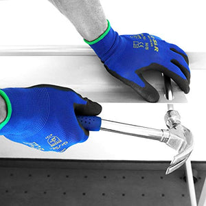 S&R 12 x Guanti da Lavoro 12 Paia in poliestere con rivestimento PU. L/10