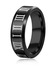 Carica l&#39;immagine nel visualizzatore di Gallery, BESTEEL Gioielli Acciaio Inossidabile Numeri Romani Anello Uomo Donna Nero,... - Ilgrandebazar