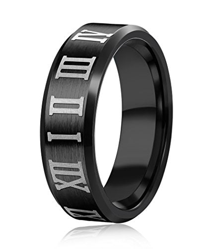 BESTEEL Gioielli Acciaio Inossidabile Numeri Romani Anello Uomo Donna Nero,... - Ilgrandebazar
