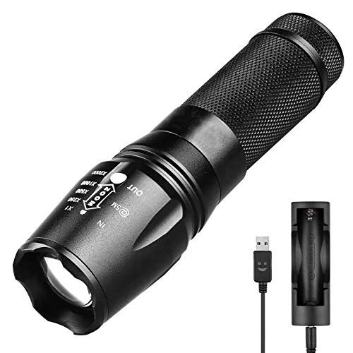 Torce Elettriche Portatili,Super Luminoso-2000LM BINKE Torcia CREE LED Nero - Ilgrandebazar
