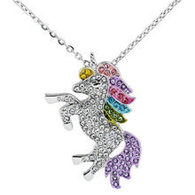 Carica l'immagine nel visualizzatore di Gallery, Naler Collana pendente con unicorno, Ciondolo ciondolo in argento con... - Ilgrandebazar