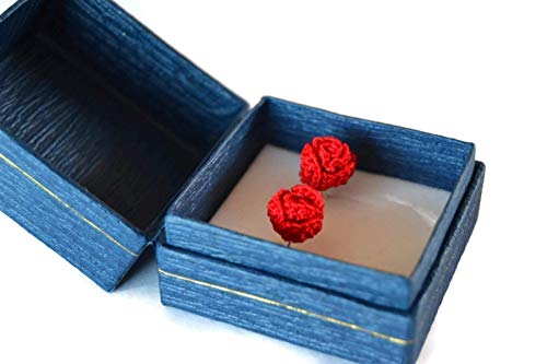 Orecchini rose rosse chiodini gioielli a perno regalo per lei all'uncinetto...