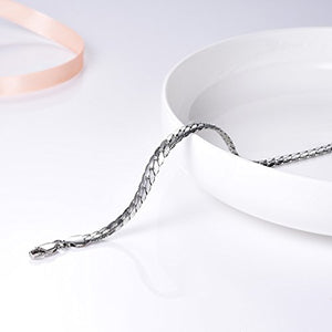 PROSTEEL Uomo Bracciale a Catena Cubana Incisione, Acciaio Argento - Ilgrandebazar