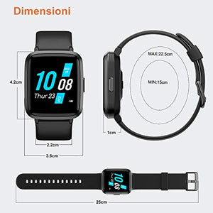 YAMAY ZOSKVE Smartwatch con Saturimetro Misuratore Pressione Nero