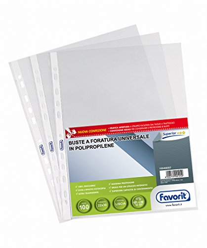 Favorit 100460057 Buste a Foratura Universale, Formato Interno 22x30 cm,... - Ilgrandebazar