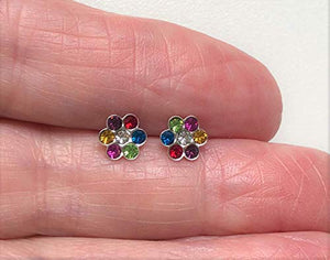 Fiore di cristallo multicolore – Orecchini in argento Sterling - Ilgrandebazar