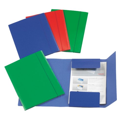 ESSELTE C41 LINEAR cartella a 3 lembi in prespan con elastico - f.to 25 x Blu - Ilgrandebazar