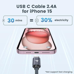RAMPOW Cavo USB Type-C [USB 3.0, 1M], Cavo USB C Ricarica Rapida 3A QC 3.0, Cavo USB C Compatibile per Samsung S22/S21/S20/S10, iPhone 15/15 Pro, Huawei, Xiaomi, OnePlus - Grigio Siderale