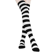 Carica l&#39;immagine nel visualizzatore di Gallery, HBF Calze Donna a Righe al Ginocchio Cosplay Lunghe Nero&amp;bianco - Ilgrandebazar