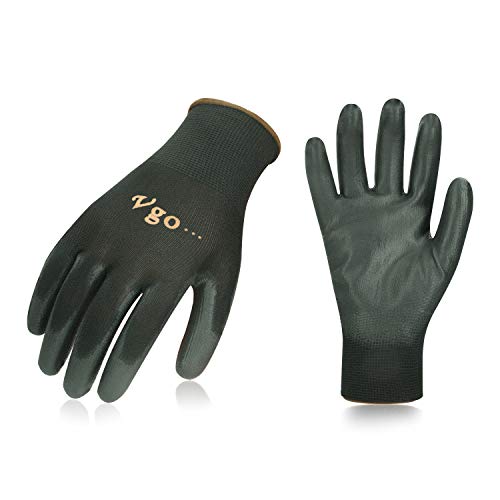 Vgo 30 paia guanti da lavoro e giardinaggio in PU, 10/XL, Nero