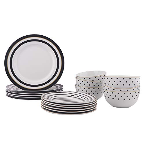 AmazonBasics - Servizio di piatti per 6 persone, 18 Eleganza Contemporanea - Ilgrandebazar