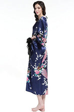 Carica l&#39;immagine nel visualizzatore di Gallery, BABEYOND Vestaglia Kimono Donna Lungo Pigiama Blu Scuro - Ilgrandebazar