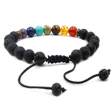 Carica l&#39;immagine nel visualizzatore di Gallery, 7 bracciale in pietra chakra intrecciata corda regolabile Lucky Charm Lava... - Ilgrandebazar