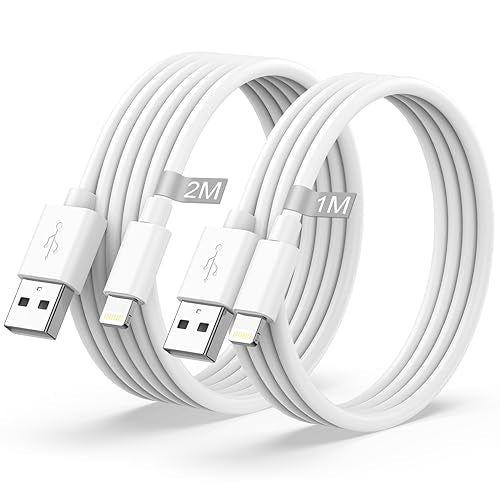 Cavo iPhone Originale Apple Certificato MFi, Cavo Lightning 1M+2M 2Pack, Cavetto iPhone Cavo Ricarica iPhone Cavo Caricatore iPhone Filo Cavo USB per iPhone 14 13 12 11 Pro Max XS XR X 8 7 6 5 SE iPad