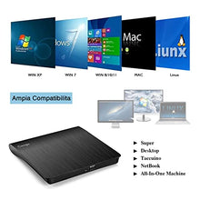 Carica l&#39;immagine nel visualizzatore di Gallery, Masterizzatore DVD CD Externo, Cocopa Unità DVD Esterna USB 3.0 DVD/CD Drive DVD-R CD-RW Dispositivo Lettore di Schede Portatile Ultra Slim External Disc Per Windows 98/ME/ 2000/XP/Vista/7/8/10