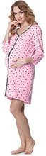 Carica l'immagine nel visualizzatore di Gallery, Bellivalini Camicia da Notte Premaman Manica 3/4 L, Rosa-pois (Grafite) - Ilgrandebazar