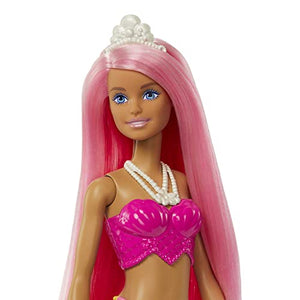 Barbie - Dreamtopia Sirena Bambola capelli rosa con coda rosa e giallo sfumati e coroncina, Giocattolo per Bambini 3+ Anni, HGR11