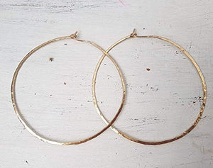 Orecchini a cerchio martellati 14k oro riempito a grandi...