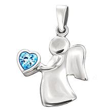Carica l'immagine nel visualizzatore di Gallery, Clever Gioielli Set ciondolo angelo 15 mm con zirconi cuore azzurro in mano... - Ilgrandebazar