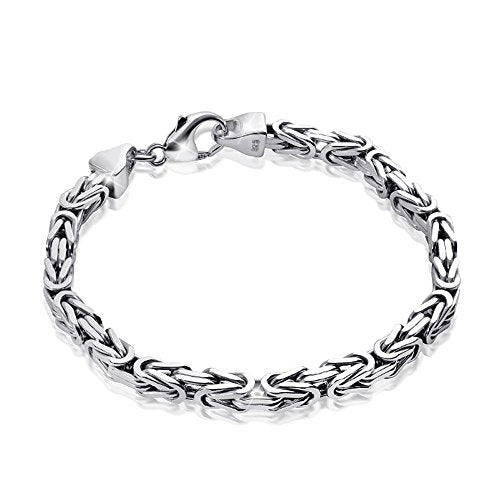 MATERIA Bracciale da uomo a catena bizantina, in argento 925 diamantato e... - Ilgrandebazar