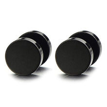 Carica l&#39;immagine nel visualizzatore di Gallery, 5-16MM Nero Cerchio Orecchini da Uomo Donna, Finto Dilatatore Larghezza: 7mm - Ilgrandebazar