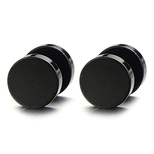 5-16MM Nero Cerchio Orecchini da Uomo Donna, Finto Dilatatore Larghezza: 7mm - Ilgrandebazar