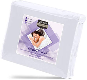 Utopia Bedding - Set Lenzuola Letto - Spazzolata Microfibra - King, Bianco - Ilgrandebazar