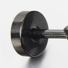 Carica l&#39;immagine nel visualizzatore di Gallery, 5-16MM Nero Cerchio Orecchini da Uomo Donna, Finto Dilatatore Larghezza: 7mm - Ilgrandebazar