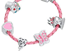 Carica l&#39;immagine nel visualizzatore di Gallery, Hut - Bracciale in pelle rosa con ciondoli, per bambini, sacchetto... - Ilgrandebazar