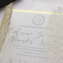Carica l&#39;immagine nel visualizzatore di Gallery, Crema chiara opaca Partecipazioni matrimonio taglio laser fai da te inviti... - Ilgrandebazar