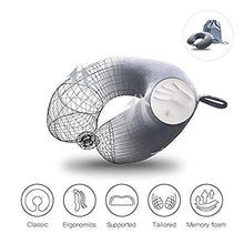 Carica l'immagine nel visualizzatore di Gallery, Cuscino da viaggio - Cuscino di supporto per il collo in memory foam, pacchetto rapido compatto e leggero di lusso per il campeggio, per dormire (grigio)