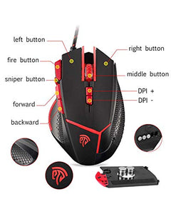 EasySMX Mouse da Gioco, V18 Ottico Programmabile Rosso