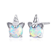 Carica l'immagine nel visualizzatore di Gallery, Bamoer, orecchini a perno in argento Sterling 925 con Unicorno Argentato. - Ilgrandebazar