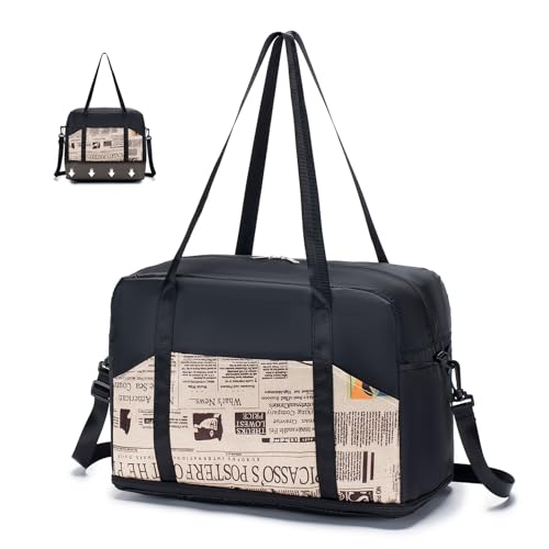 BAGZY Bagaglio a Mano 40x20x25 Ryanair，Scalabile Borsone da Viaggio Valigia per Weekend Borsoni Pieghevole Leggero Borsa Palestra Impermeabile Borsa Sportiva，Modello di Giornale