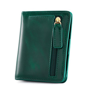 Kattee Portafoglio Donna Pelle, Portamonete Tasca con Cerniera, Verde