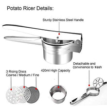 Carica l&#39;immagine nel visualizzatore di Gallery, APERIL Schiacciapatate, Potato Ricer in Acciaio Inox - con 3 Schiacciapatate - Ilgrandebazar
